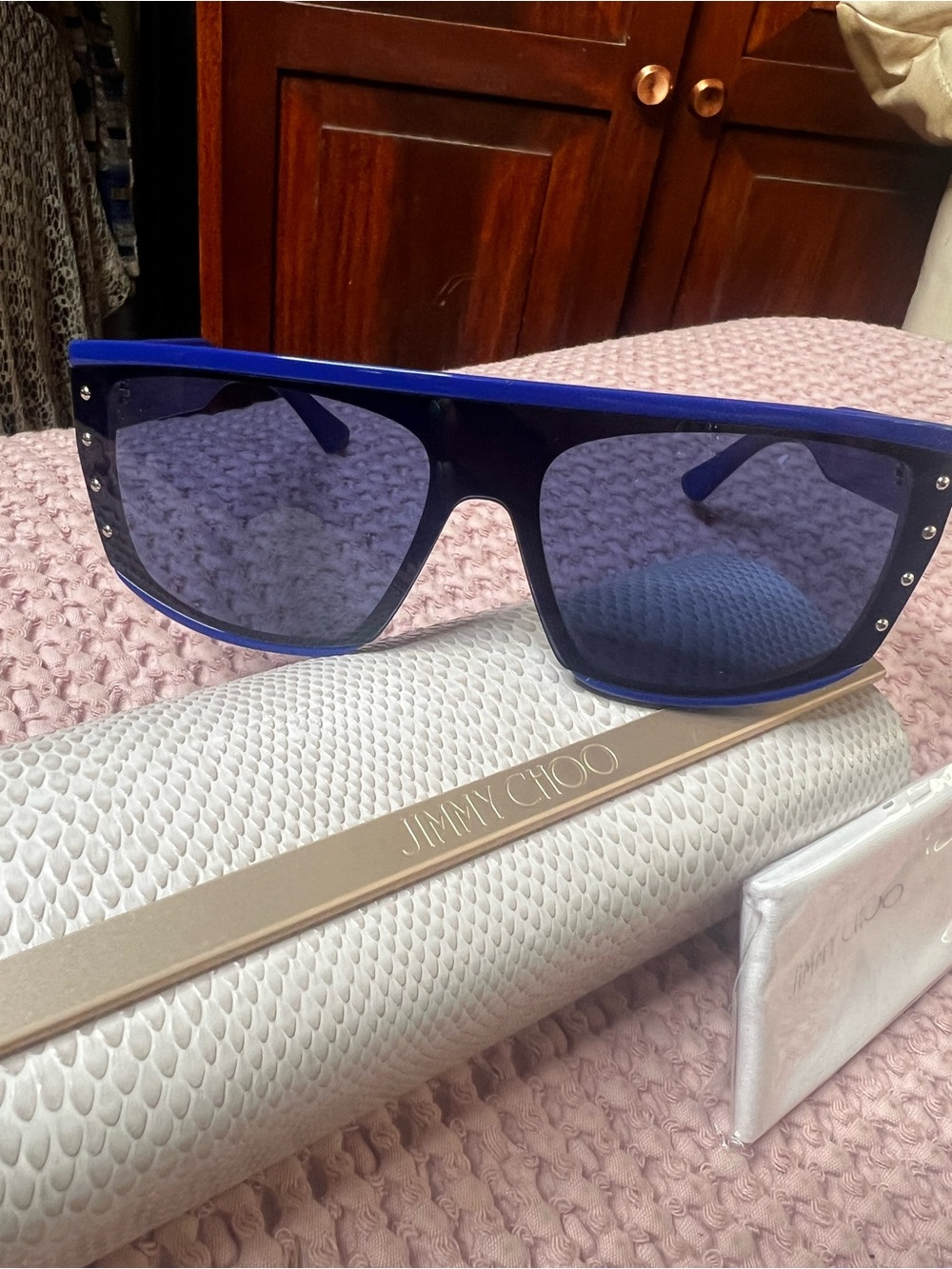 JIMMY CHOO NEW Rylan Blue Shield Sunglasses Unisex NEW - Picture 3 of 9
